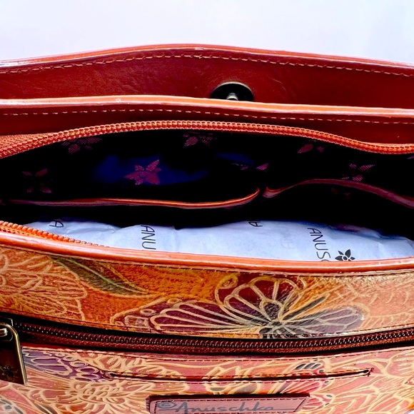 NWT Anuschka Tooled Embossed Leather Crossbody with Adjustable Strap - Butterfly - Picture 8 of 15